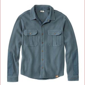 LL Bean BeanBuilt Waffle Overshirt, Untucked Fit  Large Rangeley Blue